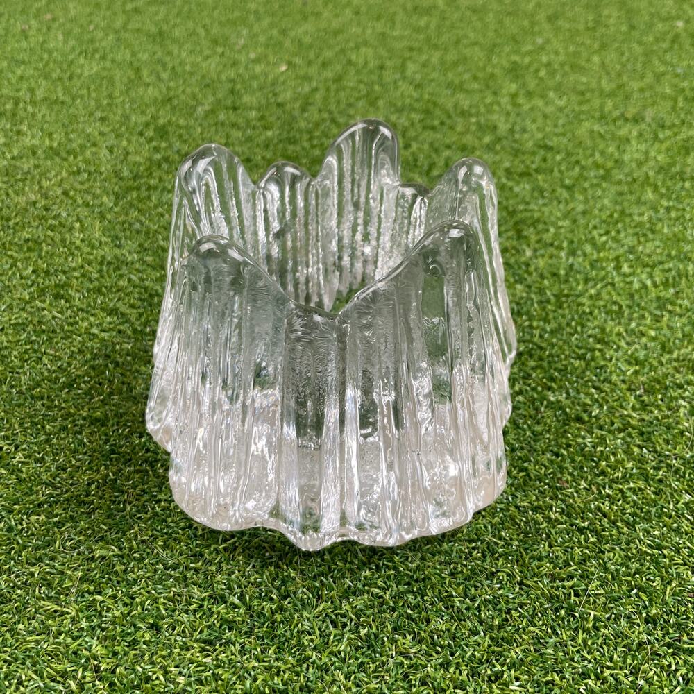Vintage Nybro Sweden Crystal  Glass Volcano Votive Tealight Candleholder